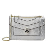 Snake-pattern Printed Leather Shoulder Bag